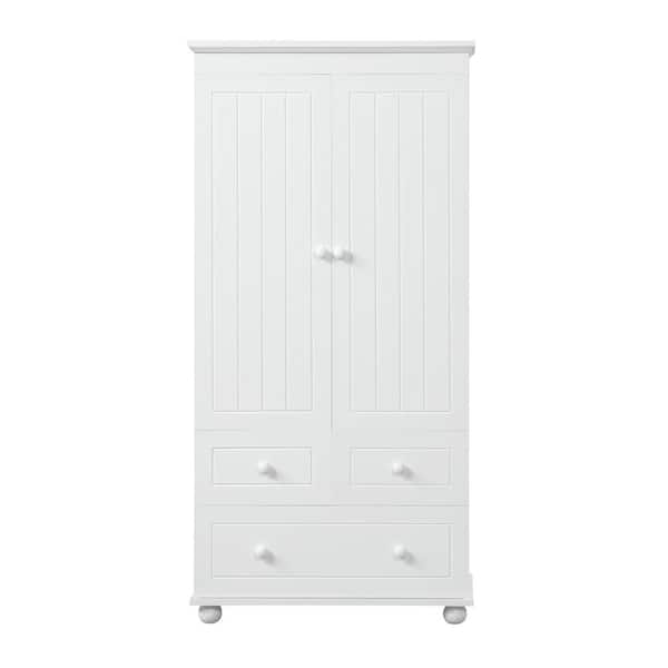 30.6 in. W x 15.8 in. D x 62.7 in. H White Linen Cabinet with Three Drawers