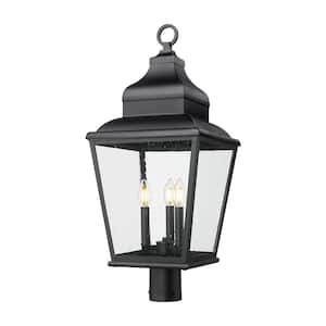 Raphael 3 Light Sand Black Aluminum Hardwire Outdoor Marine Grade Post light with No Bulbs Included