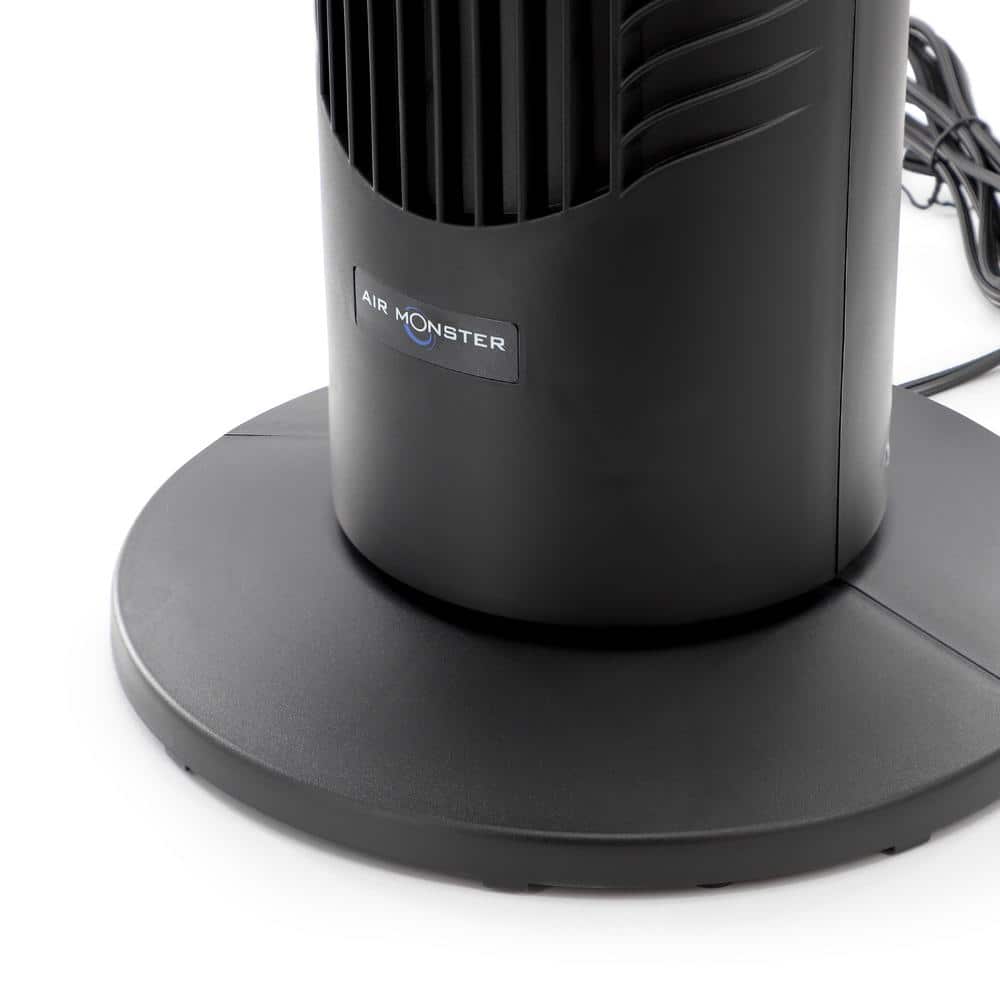 Black 32-Inch Oscillating Three-Speed Tower Fan