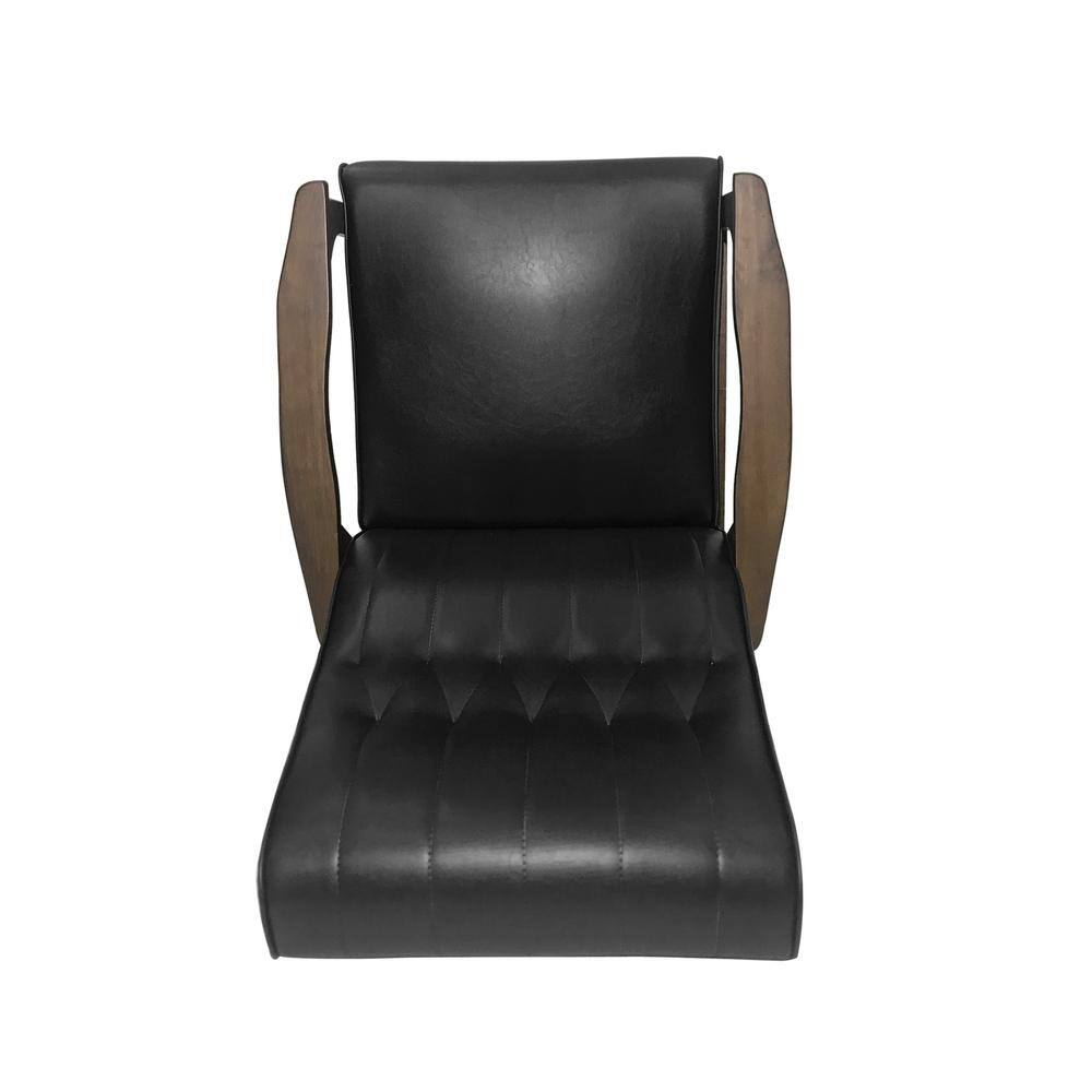 Matte Black Square Arm Faux Leather Accent Chair