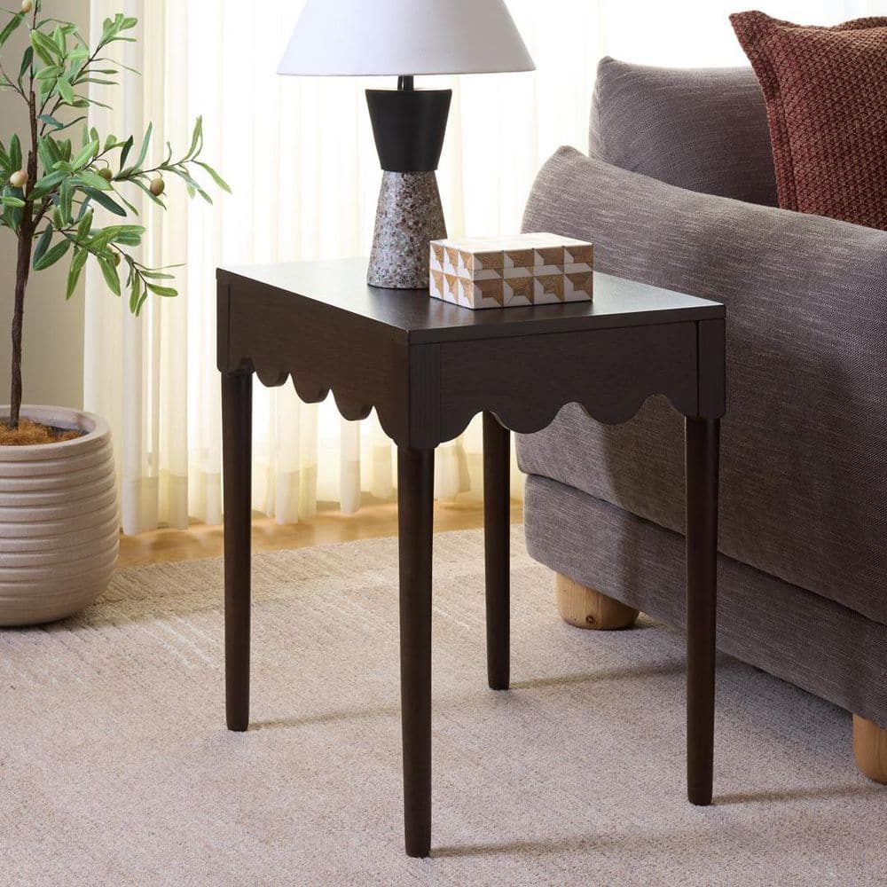 Neha 19.7 in. Dark Chocolate Rectangle Wood End Table