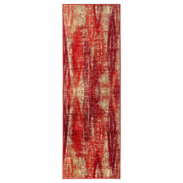 Brayton Orange 2 ft. 7 in. x 8 ft. Non-Slip Abstract Indoor Runner Rug