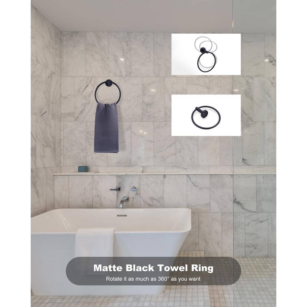Matte Black 3-Piece Metal Bathroom Hardware Set