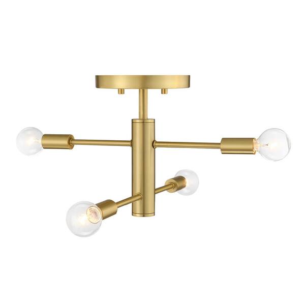 Designers Fountain - Arlo 14.25 in. 4-Light Brushed Gold Modern Entryway Semi-Flush Mount with No Bulbs Included