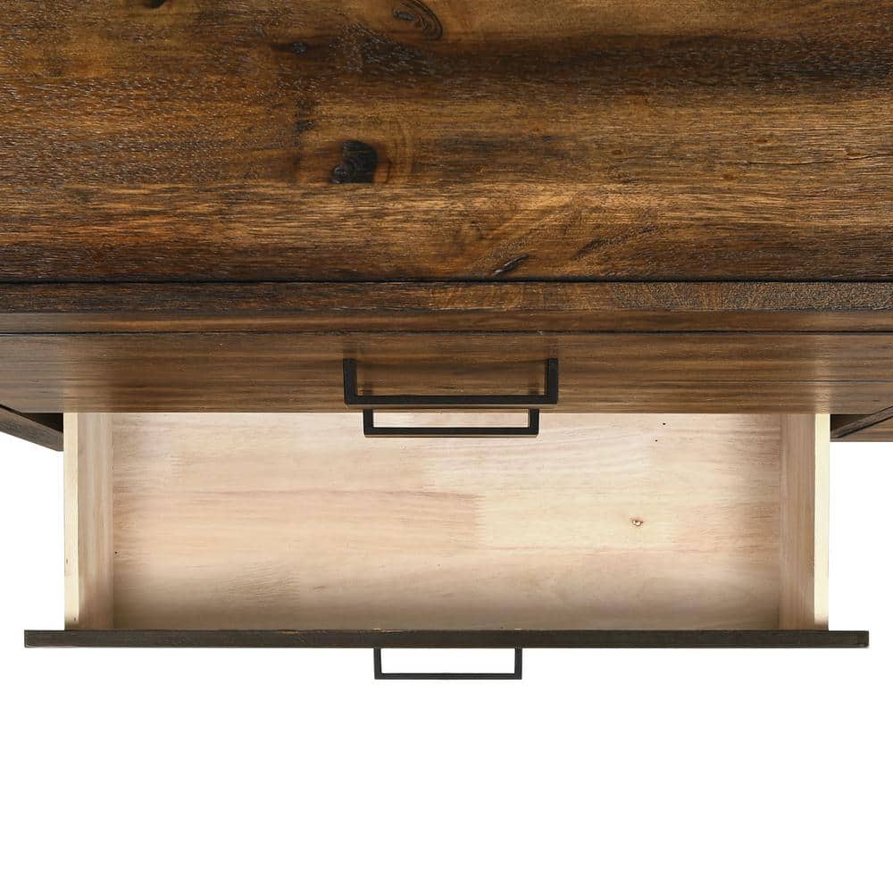 Chestnut Rustic 6-Drawer Dresser with Black Pulls