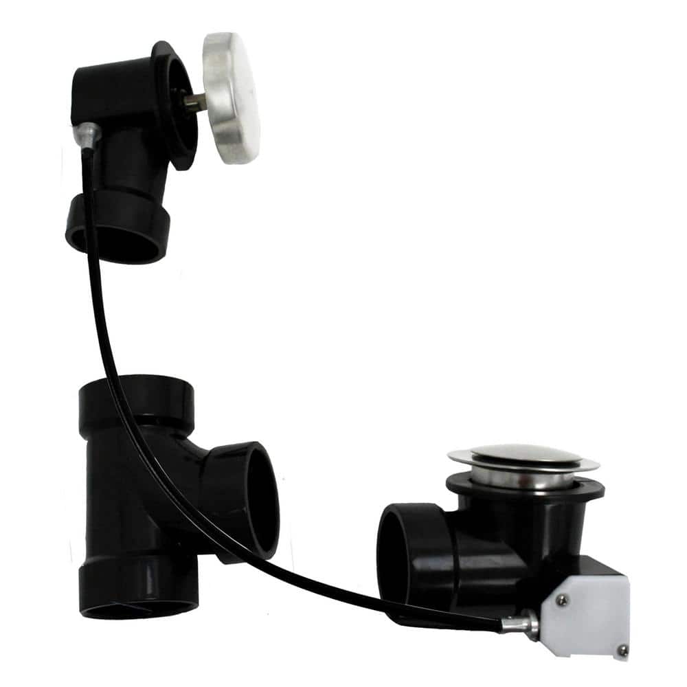 Westbrass 27 in. Cable Drive Bath Drain Trim with Rotary Overflow Cover, PopUp Stopper Sch