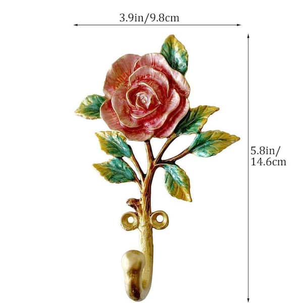 Vintage Flower Shaped Red Metal Mounted Wall Hook Coat Rack
