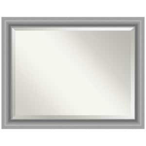 Medium Rectangle Peak Polished Silver Beveled Glass Casual Mirror (36 in. H x 46 in. W)