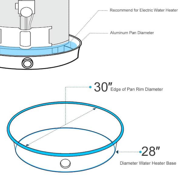 28 in. Aluminum Water Heater Drain Pan 28 in. Aluminum Water Heater Drain Pan