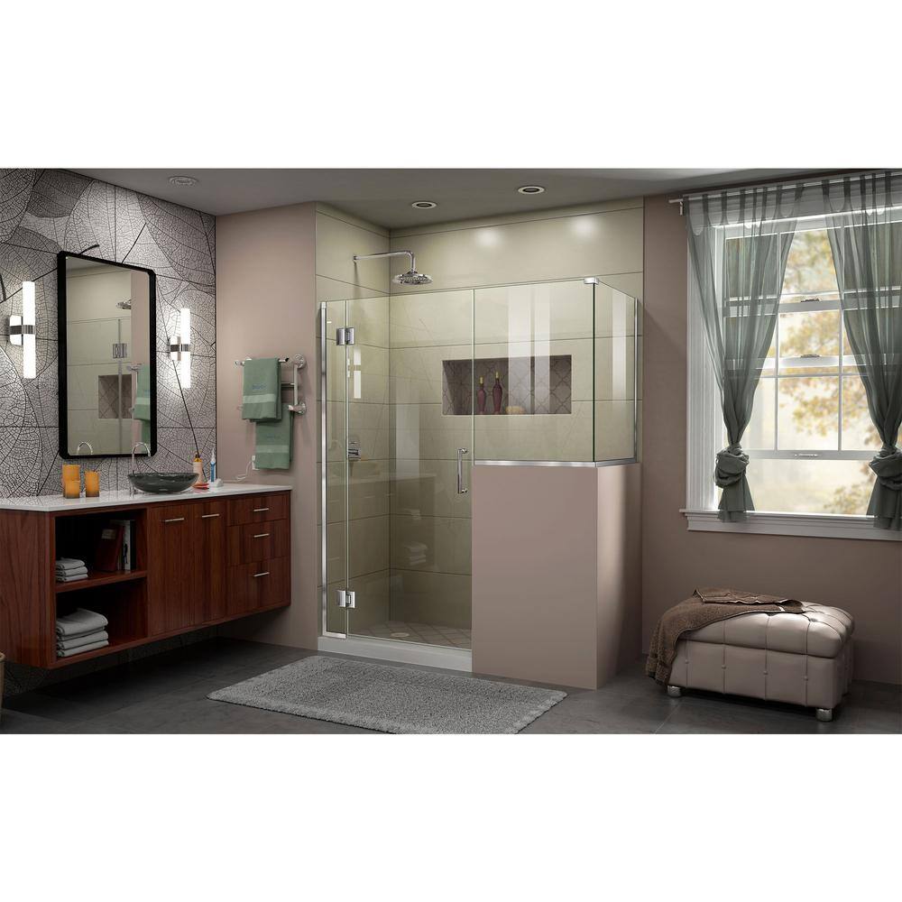 Unidoor-X 60 in. Frameless Clear Glass Hinged Shower Enclosure with Black Hardware