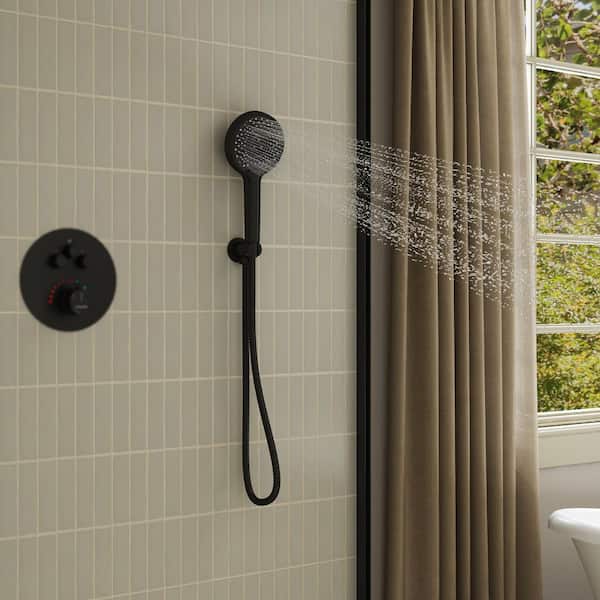 3-Spray Patterns Wall Mount Handheld Shower Head 2.5 GPM in Matte Black