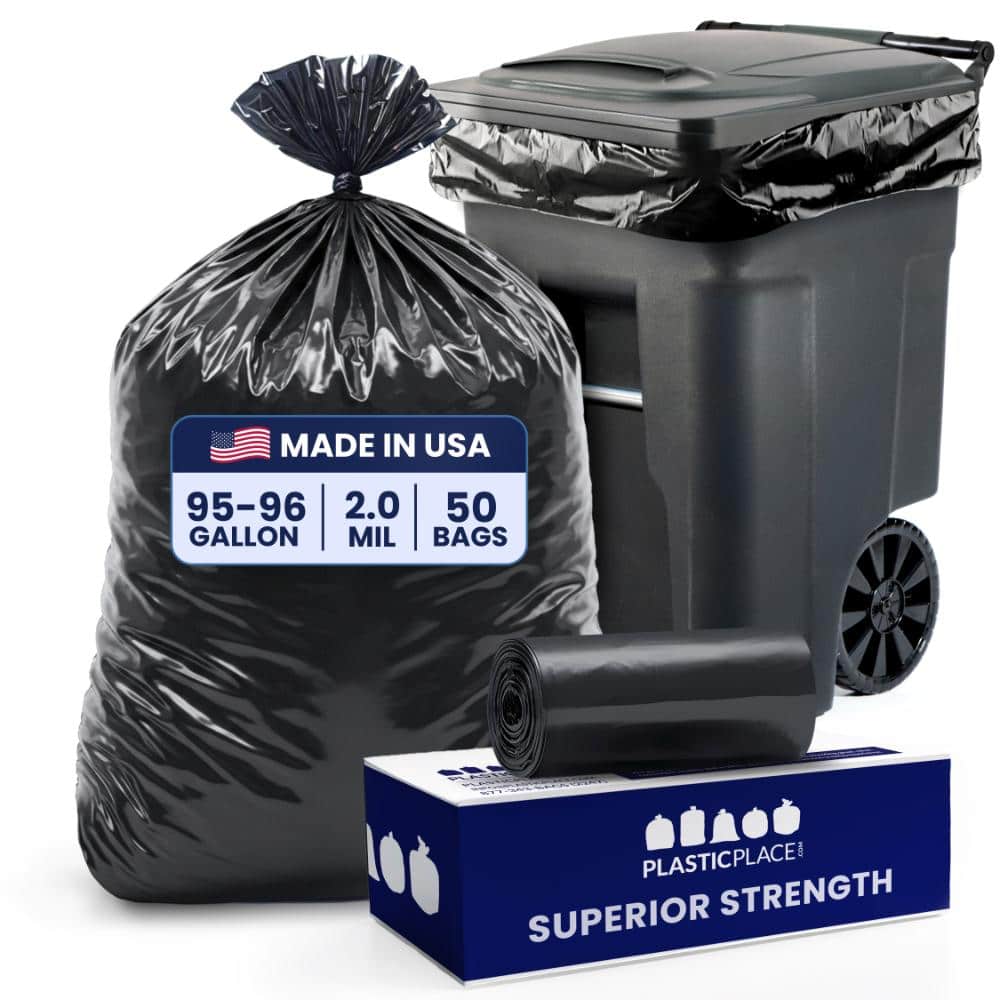 Plasticplace 61 in. W x 68 in. H 95 Gal. - 96 Gal. 2.0 mil Black