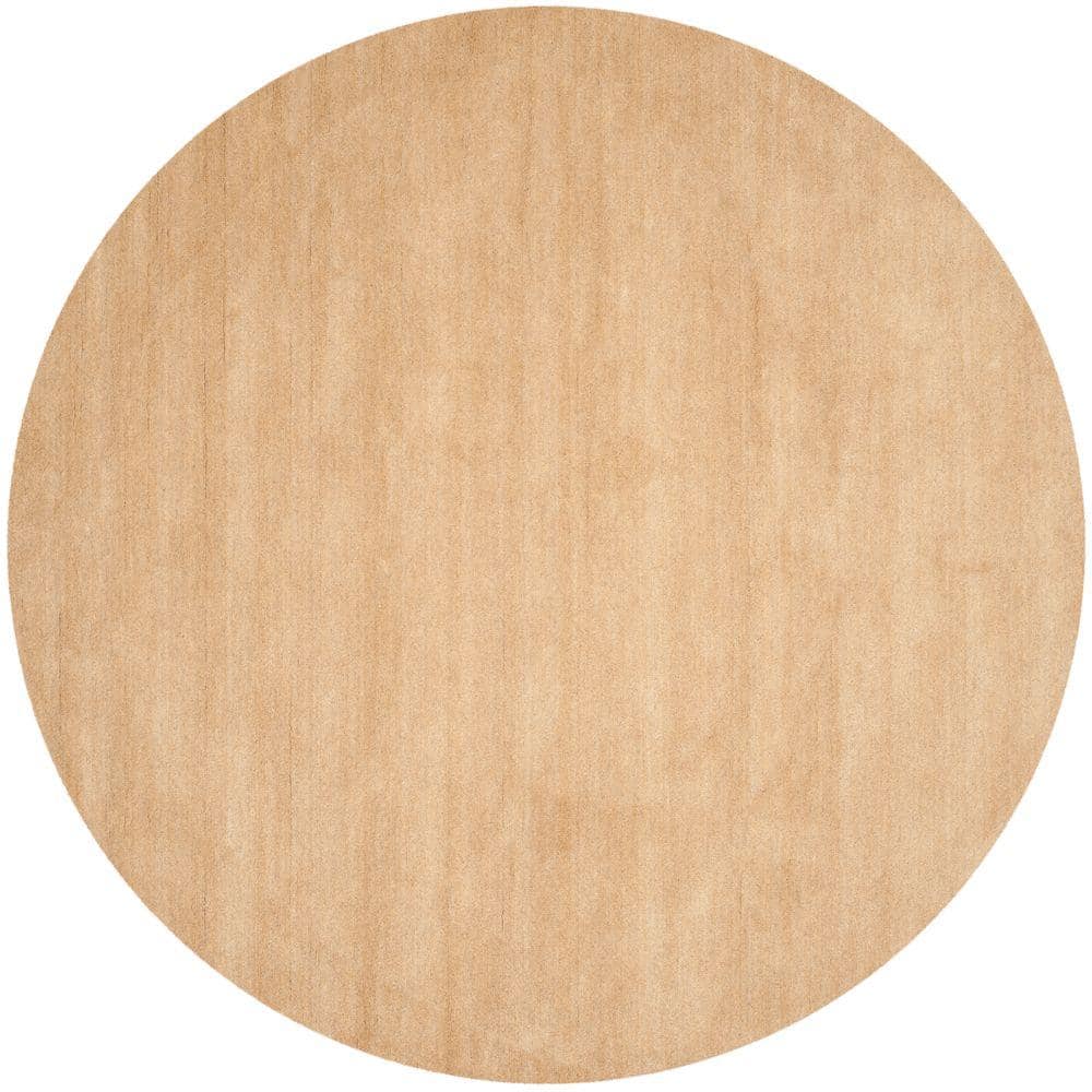 Beige Round Hand-Tufted Wool Area Rug, 6'