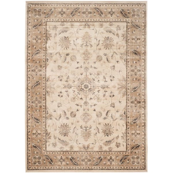 Vintage Stone/Caramel 9 ft. x 12 ft. Border Area Rug