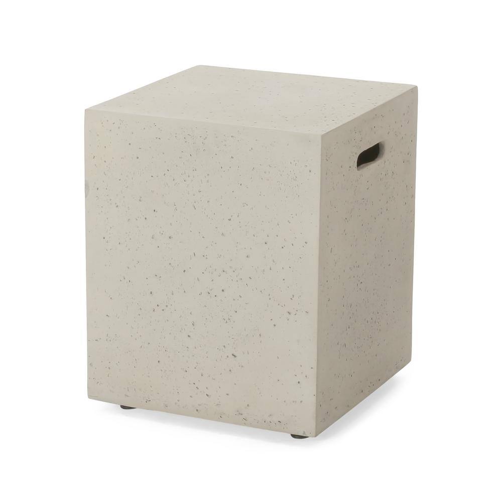 Light Gray Round Concrete Gas Fire Pit Table with Tank Holder