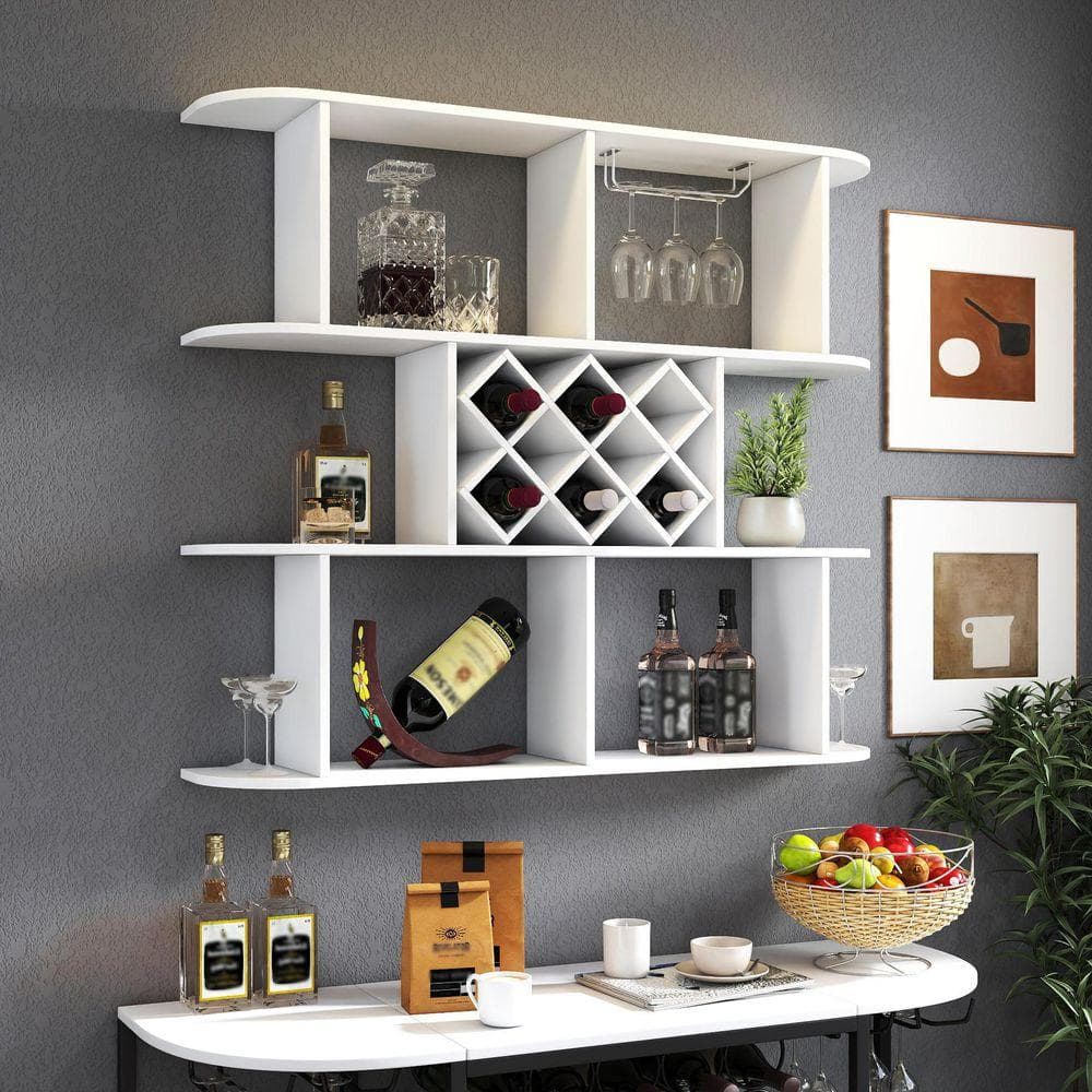 GQB Large 3 Tier Wall Mounted Multifunctional Wooden Wine Rack