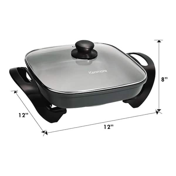 OVENTE 113 Sq. In. Black Electric Skillet with Nonstick Coating, Frying Pan  with Tempered Glass Lid SK11112B - The Home Depot