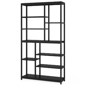 Eulas 78.7 in. Tall Black Engineered Wood 10-Shelf Standard Bookcase