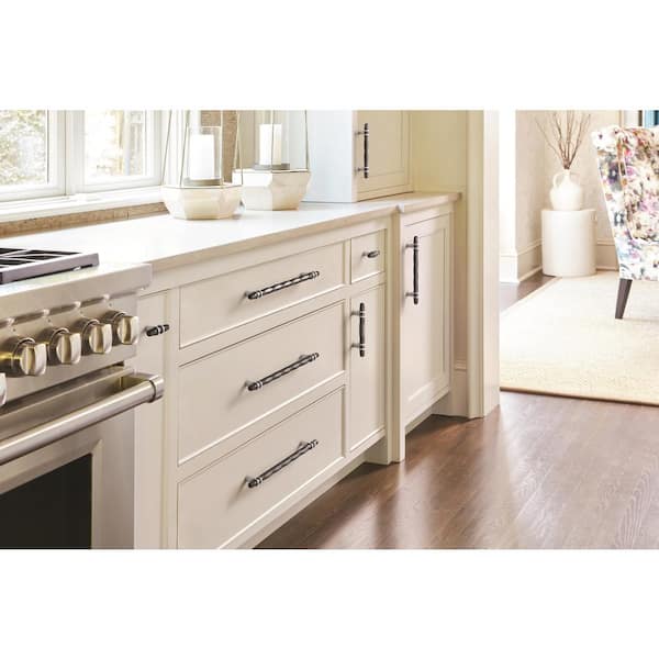 London 3-3/4 in. (96mm) Modern Black Chrome/Polished Chrome Bar Cabinet Pull