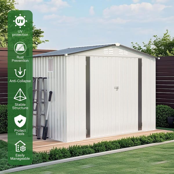 8 ft. W x 6 ft.D Metal Shed with Double Doors, Roof Waterproof w