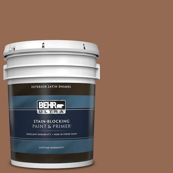 BEHR ULTRA 5 gal. #240F-6 Sable Brown Satin Enamel Exterior Paint & Primer