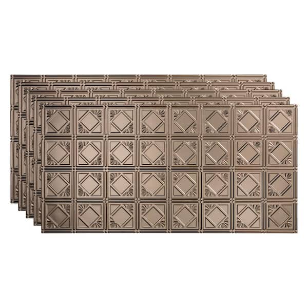 Fasade Traditional #4 2 ft. x 4 ft. Glue Up Vinyl Ceiling Tile in Brushed Nickel (40 sq. ft.)