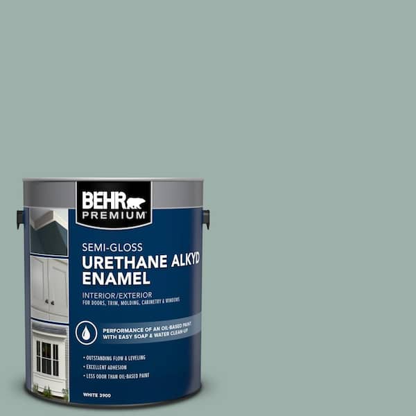 1 gal. #490F-4 Gray Morning Urethane Alkyd Semi-Gloss Enamel Interior/Exterior Paint
