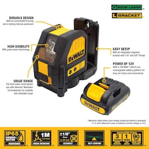 12V MAX Lithium-Ion 165 ft. Green Self-Leveling Cross-Line Laser Level with 2.0Ah Battery, Charger, and Case