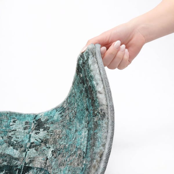 Dream Shag Premium Machine Washable Abstract ADS555 Teal 10 ft. x 14 ft. Area Rug