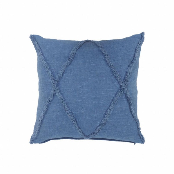 HomeRoots Cobalt Solid Polyester 18 in. x 18 in. Throw Pillow