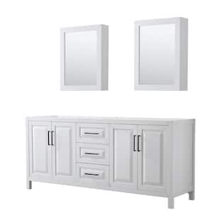 Daria 78.75 in. W x 21.5 in. D x 35 in. H Double Bath Vanity Cabinet without Top in White with Med Cab Mirrors