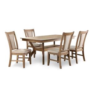 Rowel 5-Piece Natural Tone and Beige Wood Top Dining Set (Seats 4)