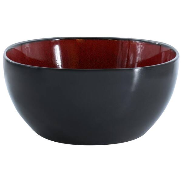 Gibson Home Urban Cafe 10.3 in. 45 fl. oz. Red Stoneware Serving Bowl