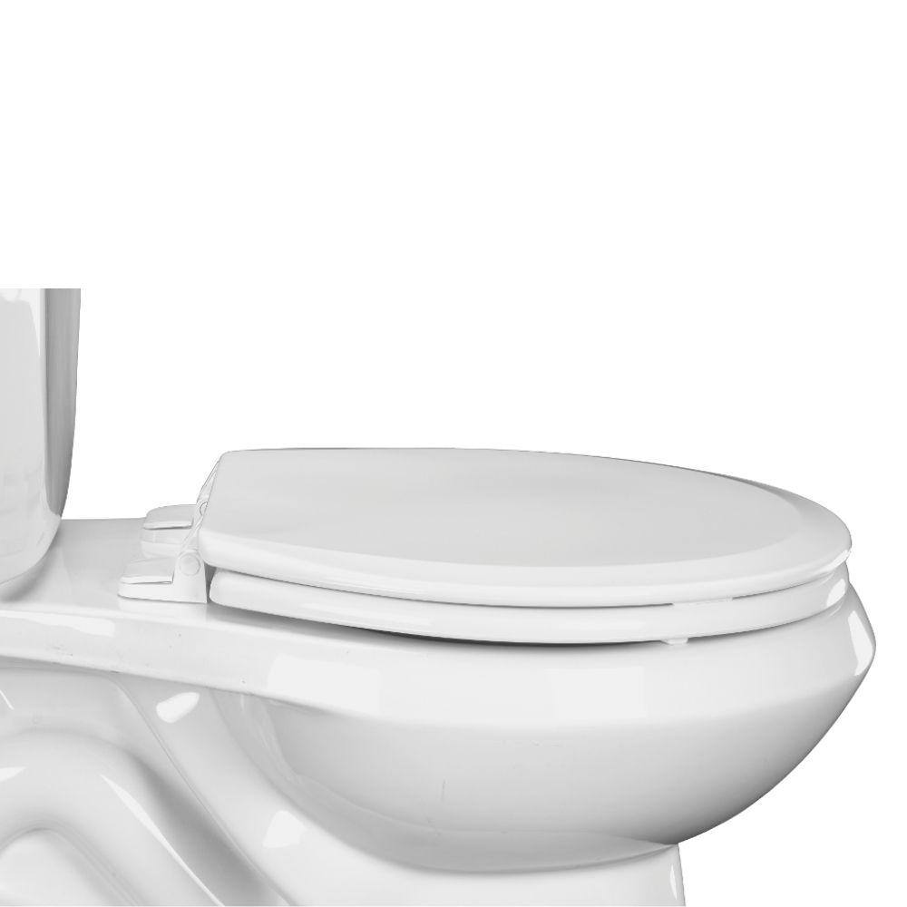 White Round Molded Wood Toilet Seat with Plastic Hinges