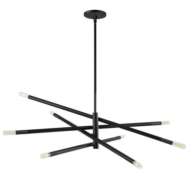 Dainolite Wand 8-Light Matte Black 50in Incandescent Chandelier