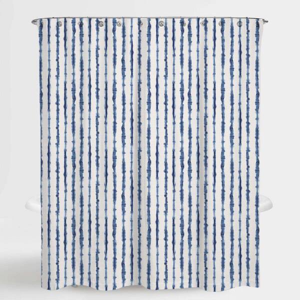 A1 Home Collections 72 in. x 72 in. Tie Die Stripe Blue Neiman Water Repellent Shower