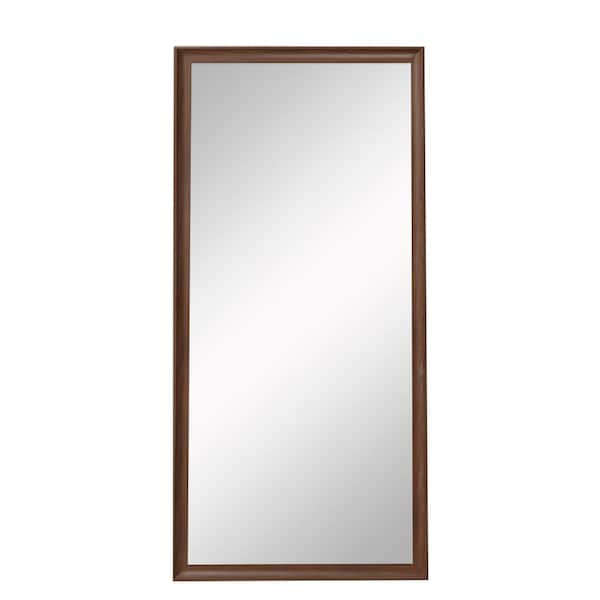 Cesicia Brown Frame 31 in. W x 71 in. H Faux Wood Frame Full-Length Mirror-Leaning, Wall-Mounted, or Wall-Pasted