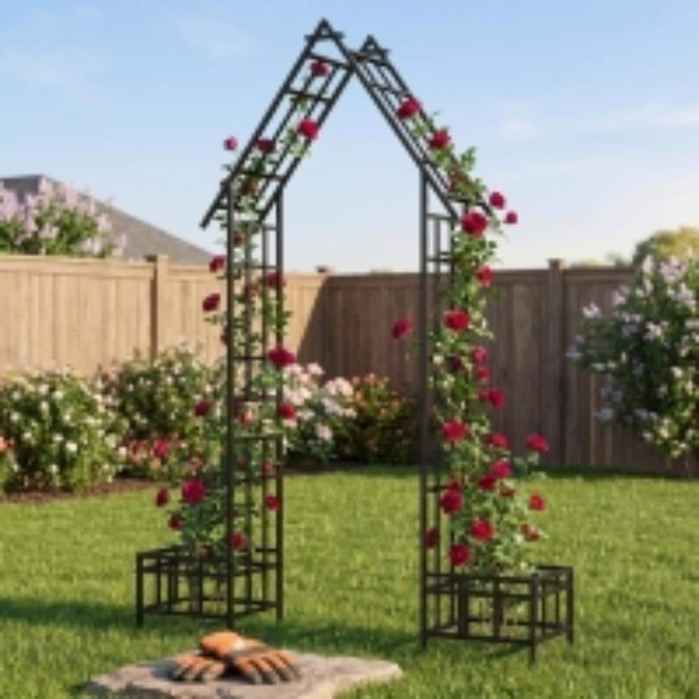 Metal Garden Arch with Adjustable Width 68.11 in. to 94.29 in. for Climbing Plants, Black price history on PriceWatchPro