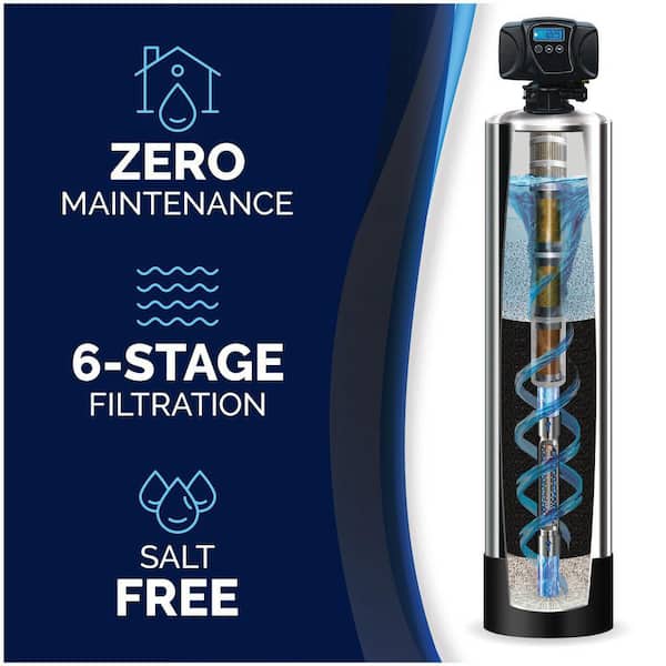 Platinum Series 6-Stage Water Municipal Filtration and Salt-Free Conditioning System up to 6 Bathrooms in Stainless