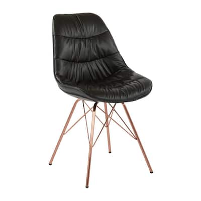 Langdon Black Faux Leather Chair with Rose Gold Base