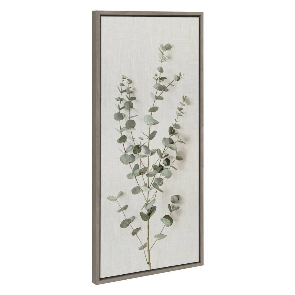 Gray Framed Eucalyptus Botanical Canvas Wall Art, 18" x 40"