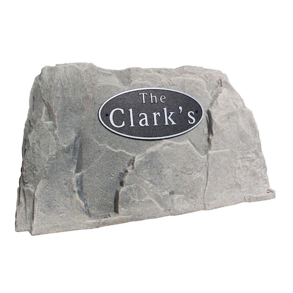 Dekorra 39 in. L x 21 in. W x 21 in. H Plastic Rock Cover with Oval Sign in Gray