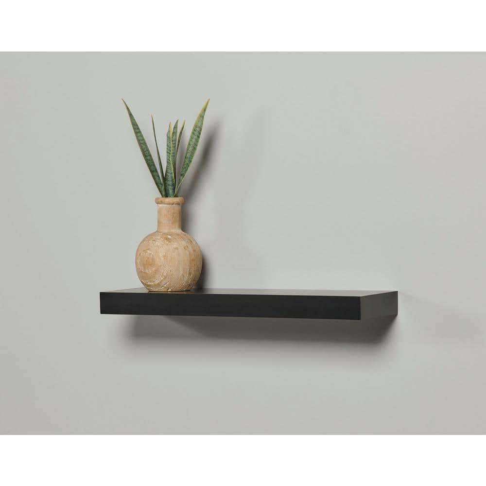 Sleek Black MDF 20" Modern Floating Wall Shelf