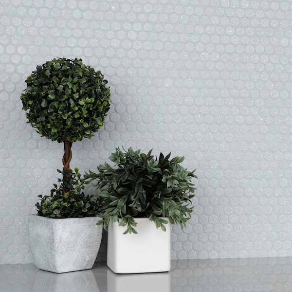 Hudson Penny Round Crystalline Grey 12 in. x 12-5/8 in. Porcelain Mosaic Tile (10.7 sq. ft./Case)