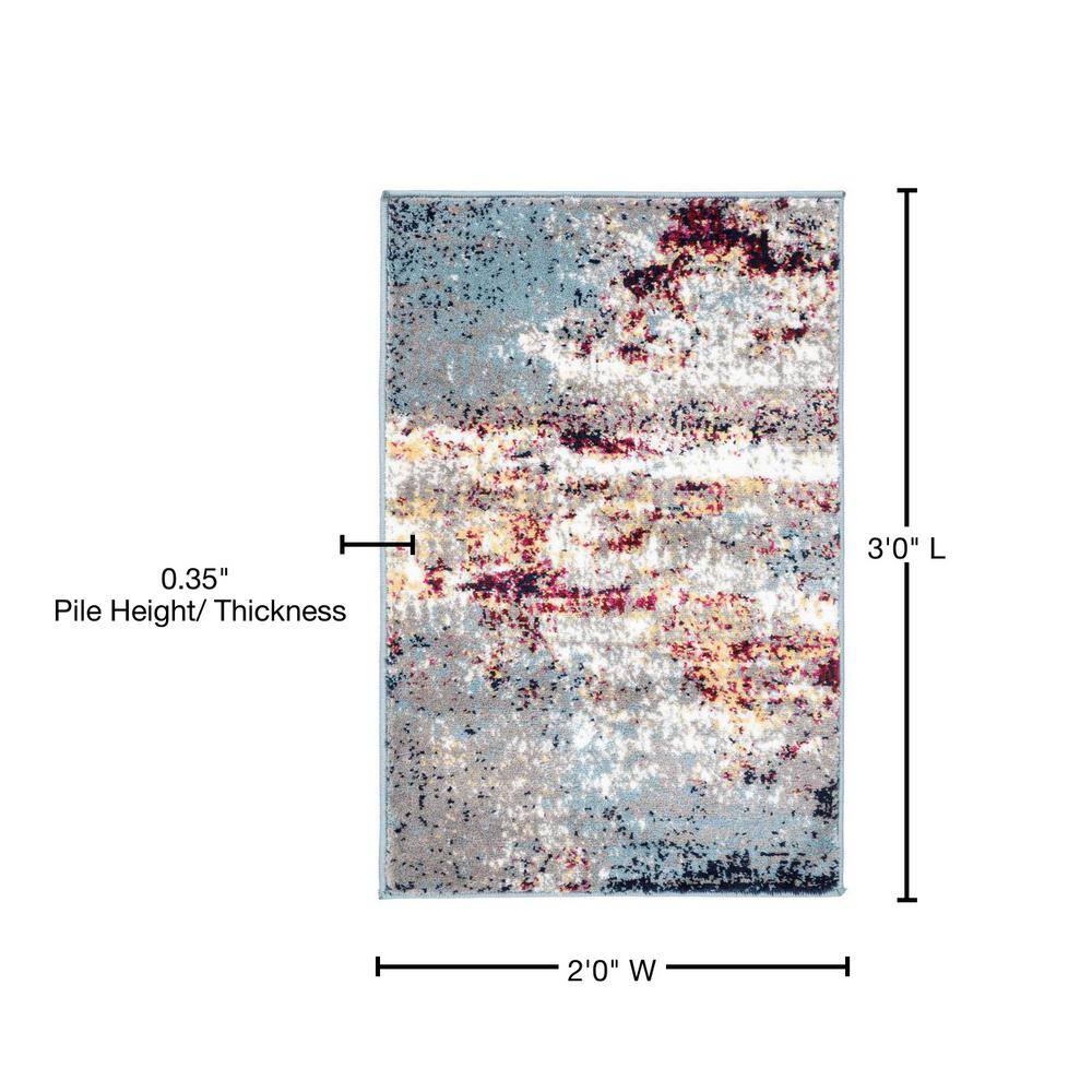 Multi Abstract Watercolor Polypropylene Area Rug 2' x 3'