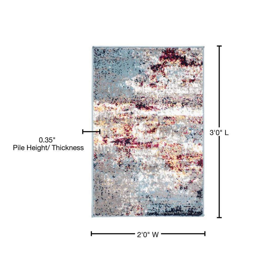 Multi Abstract Watercolor Polypropylene Area Rug 2' x 3'