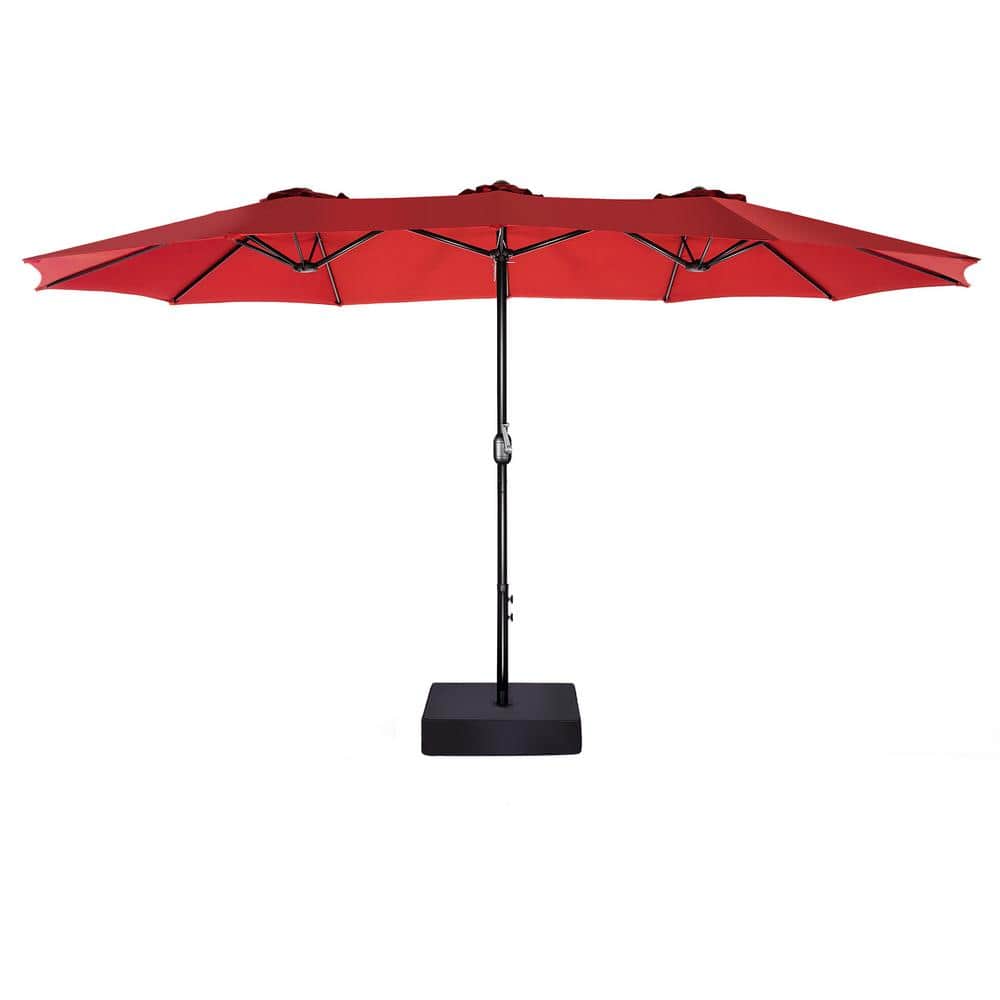 15 ft. Market Rectangle Patio Umbrella in Red