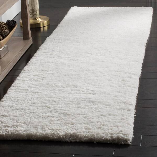 Sheep Shag Ivory 2 ft. x 6 ft. Solid Gradient Runner Rug