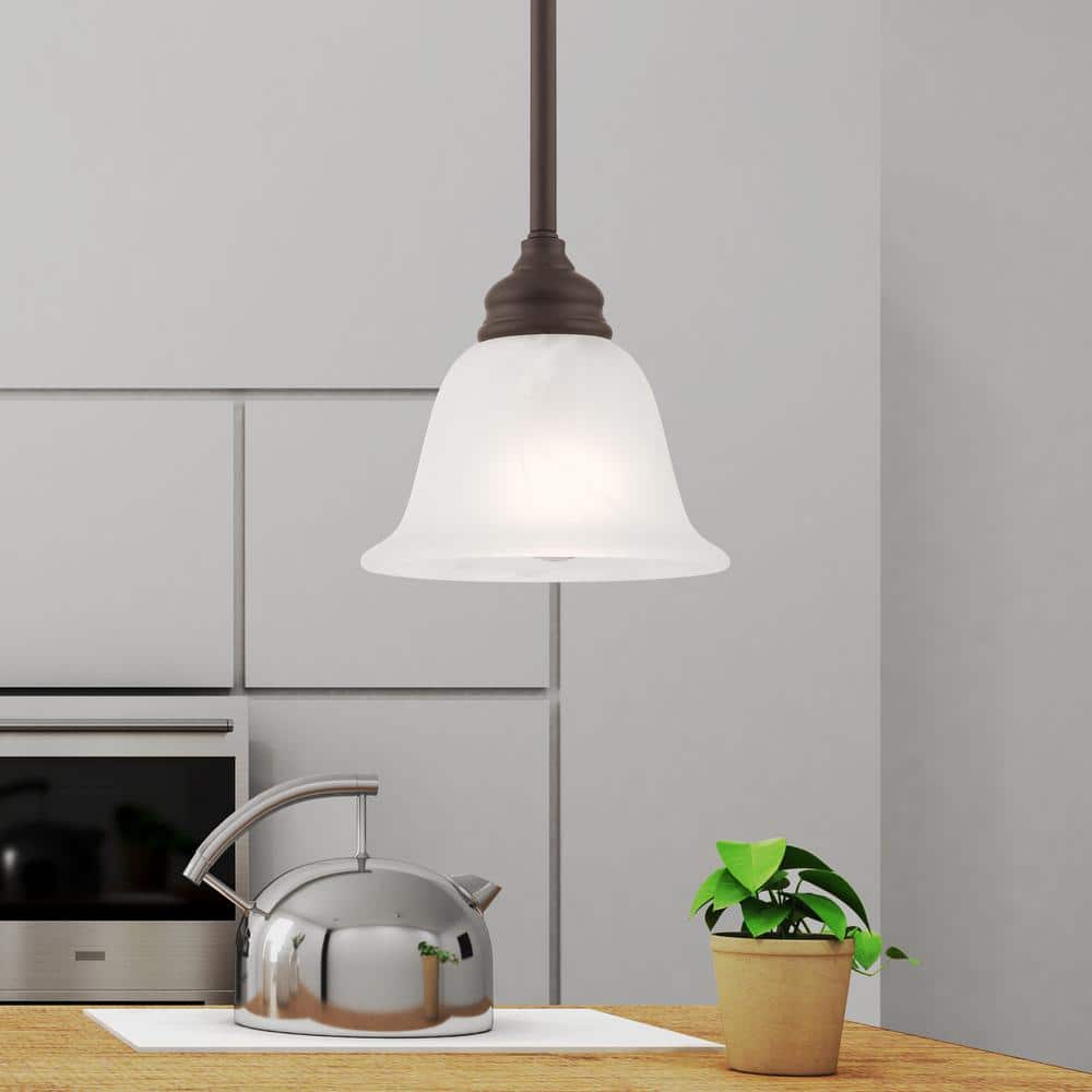 Essex Traditional Bronze Mini Pendant with Alabaster Glass Shade