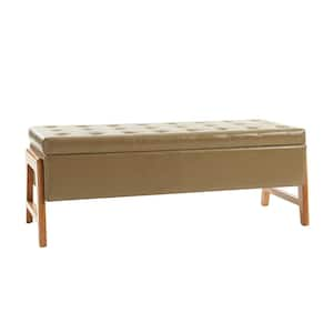 Hedda Taupe 49.6 in. W Upholstered Storage Bedroom Bench with Solid Wood Leg